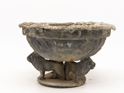 Lead Bird Bath on Lion Supports, late 19th century