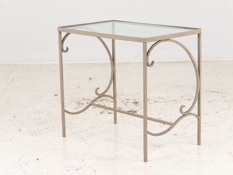 Gray Painted Metal Outdoor Garden Side Table, 1990s