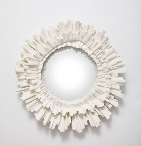 French Round Plaster Starburst Shaped Mirror, 21st Century