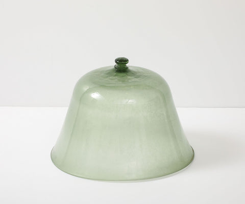 Green Glass Melon Cloche with Knob, England 19th C.