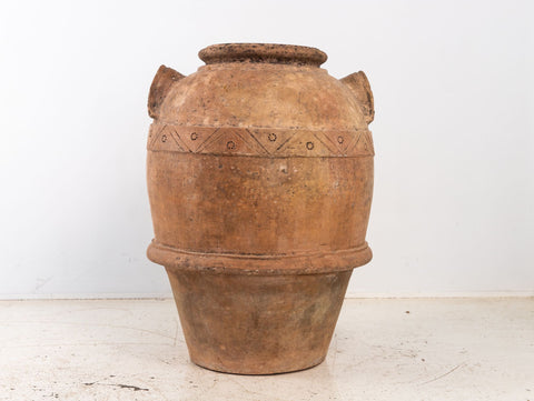 Large Mediterranean Terracotta Olive Jar with Two Handles, Mid-20th Century