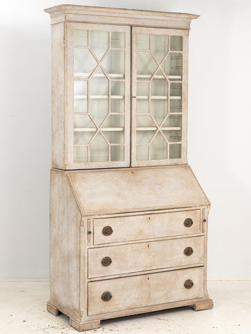 Gustavian Style Drop Front or Slant Front Secretary, Late 19th Century