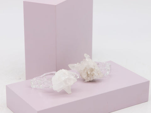 Pair of Glass and Crystal Quartz Napking Rings by Anna New York , 2010s