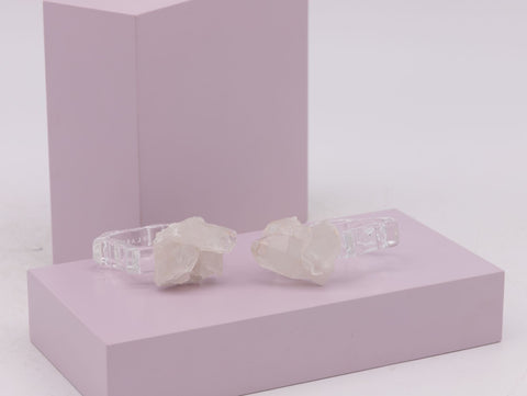 Pair of Glass and Crystal Quartz Napking Rings by Anna New York , 2010s