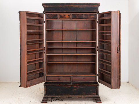 Black Swedish Cupboard or Kitchen Cabinet, Sweden Late 18th C.