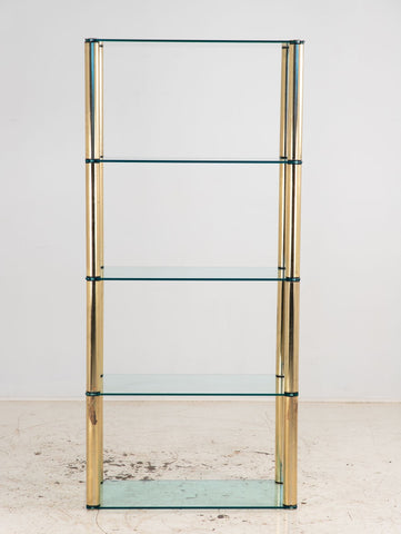 Polished Brass Etagere with Glass Shelves, USA 1970s