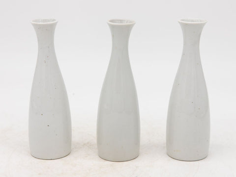 Collection of Three White Single Bud Vases, French Early 21st C.