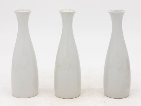 Collection of Three White Single Bud Vases, French Early 21st C.