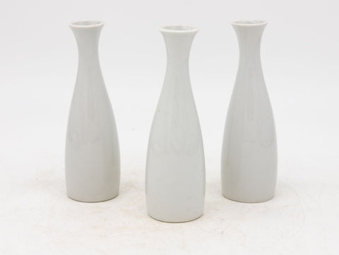 Collection of Three White Single Bud Vases, French Early 21st C.