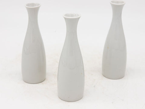 Collection of Three White Single Bud Vases, French Early 21st C.