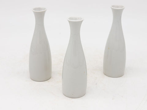 Collection of Three White Single Bud Vases, French Early 21st C.