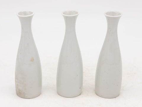 Collection of Three White Single Bud Vases, French Early 21st C.