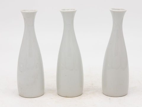 Collection of Three White Single Bud Vases, French Early 21st C.