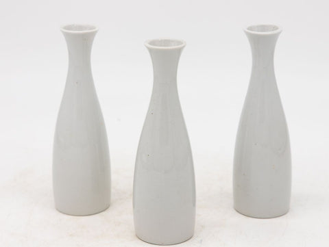 Collection of Three White Single Bud Vases, French Early 21st C.