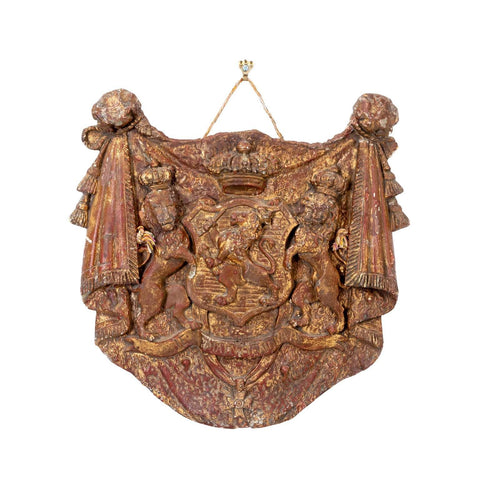 English Heraldic Plaque with Lions, Early 20th Century