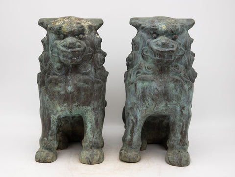 Pair Bronze Foo Dogs, early 20th century