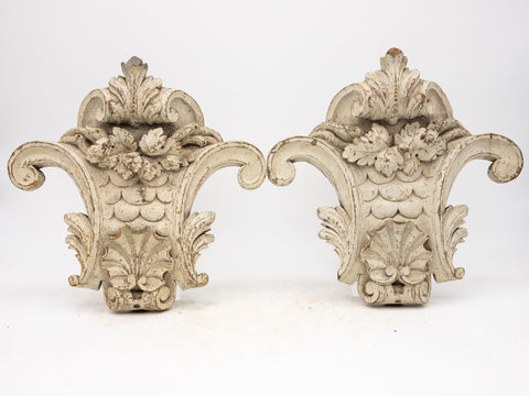 Pair of 19th c. French Woodwork Corbels