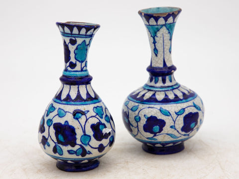 Pair Blue and Turquoise Iznik Vases, Late 19th Century