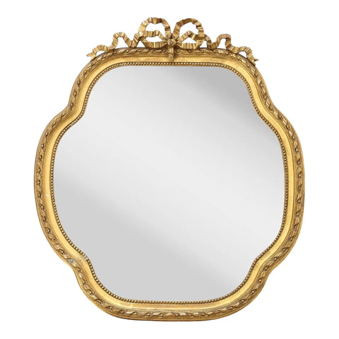 19th Century French Giltwood Mirror with Bow Crown