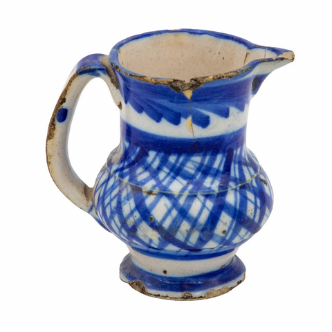 Blue and White hatch motif Creamer