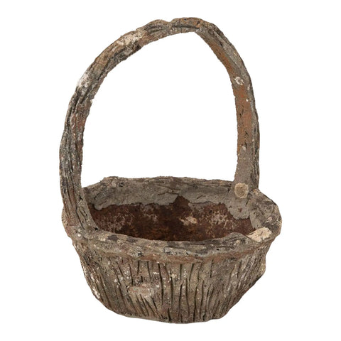 Faux Bois Basket Garden Ornament