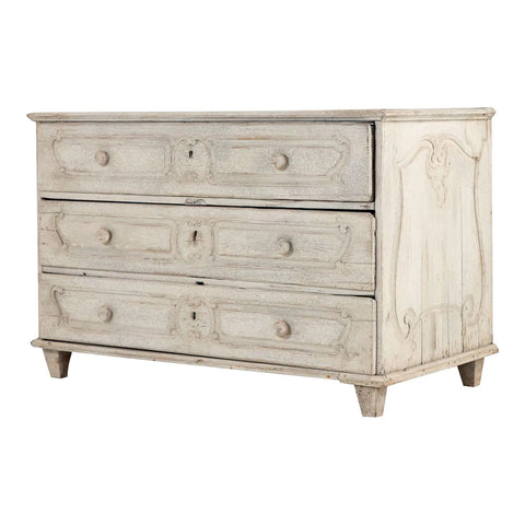 French Louis XV Commode Later Gray Paint, 19th Century