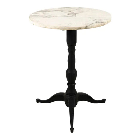 Vintage French Marble Topped Bistro Table with Iron Base