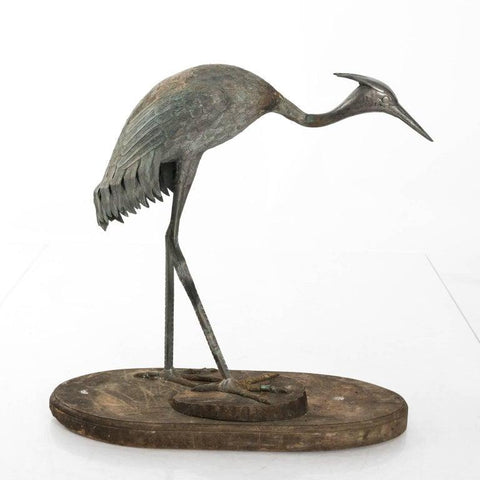 Early 19th Century Antique Bronze Crane Ornament